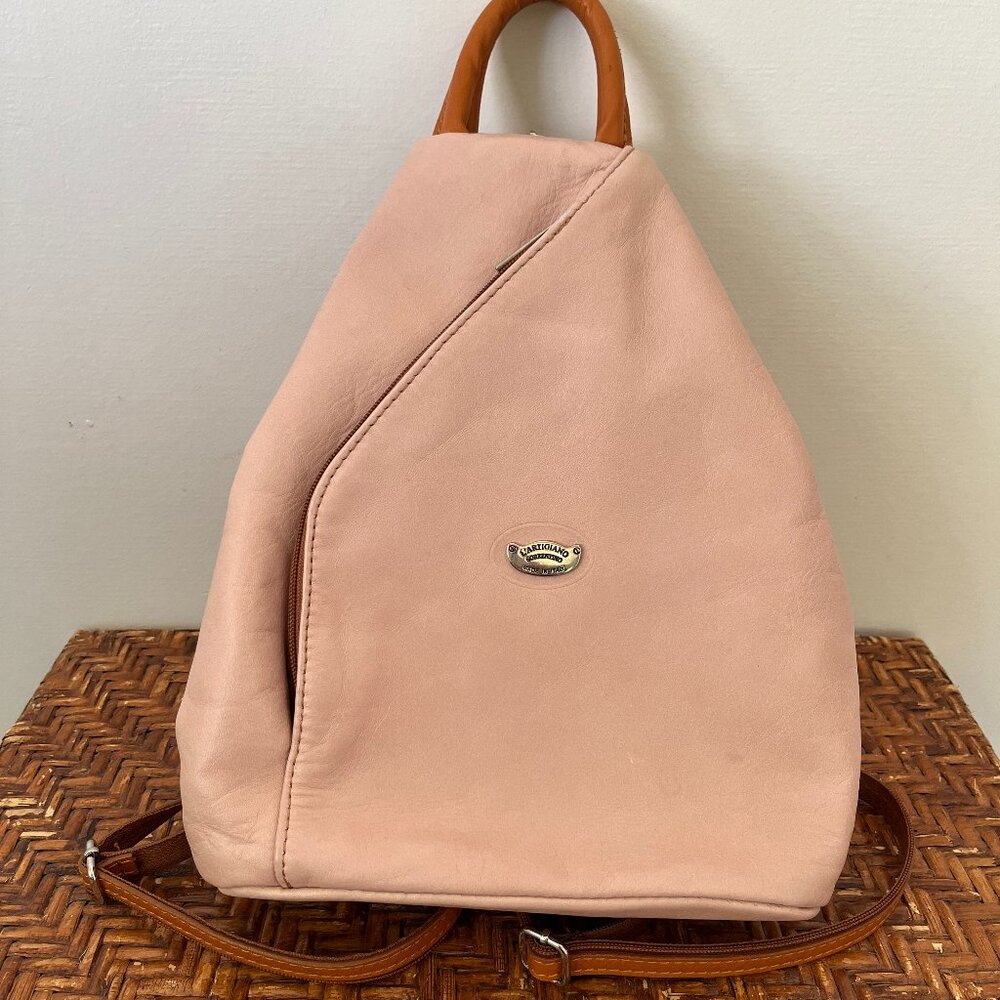 Pale pink L’Artigiano leather Made in Italy backpack purse